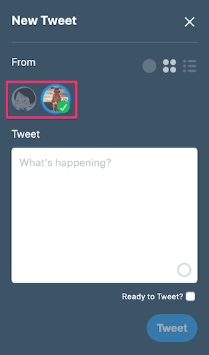 TweetDeck；ツイート入力画面で追加されたアカウントを選択可能に