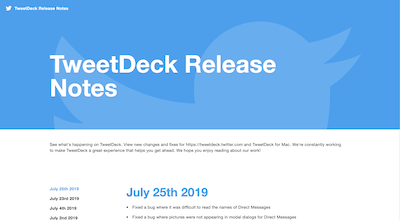 TweetDeck：Release Notes