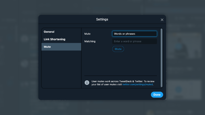 TweetDeckの設定(Mute)
